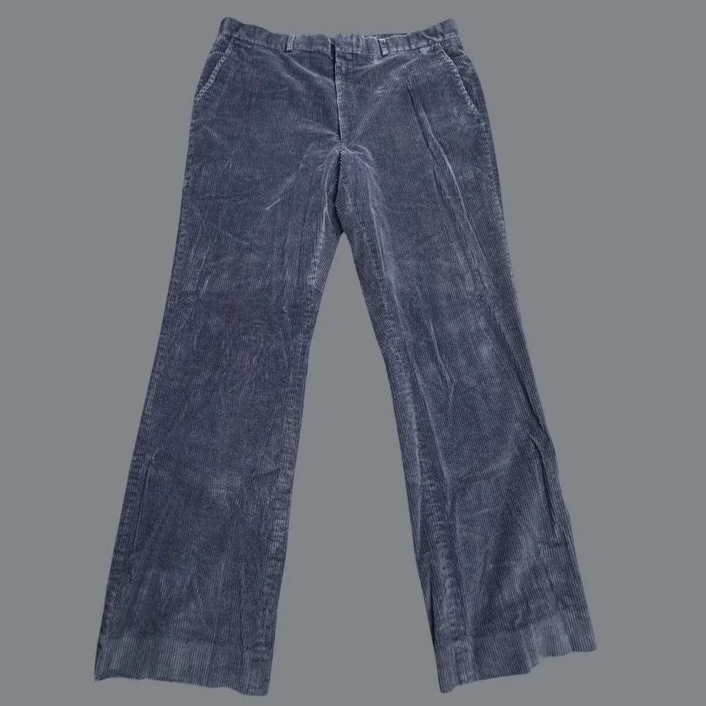 LL Bean Corduroy Pants Mens 40 Blue Vintage 90s Made in USA Wide Wale Straight